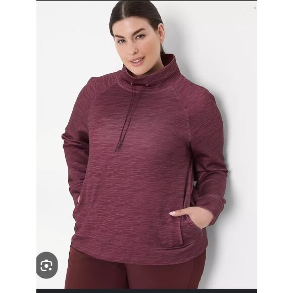 Lane Bryant LIVI maroon cowl neck pullover soft tex sweater plus size 18/20 - Picture 1 of 5